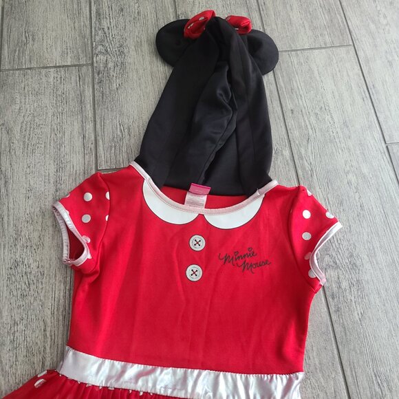 Disney Minnie Mouse girls dress red with white polka dot skirt & hood size M 7/8 - Picture 3 of 10